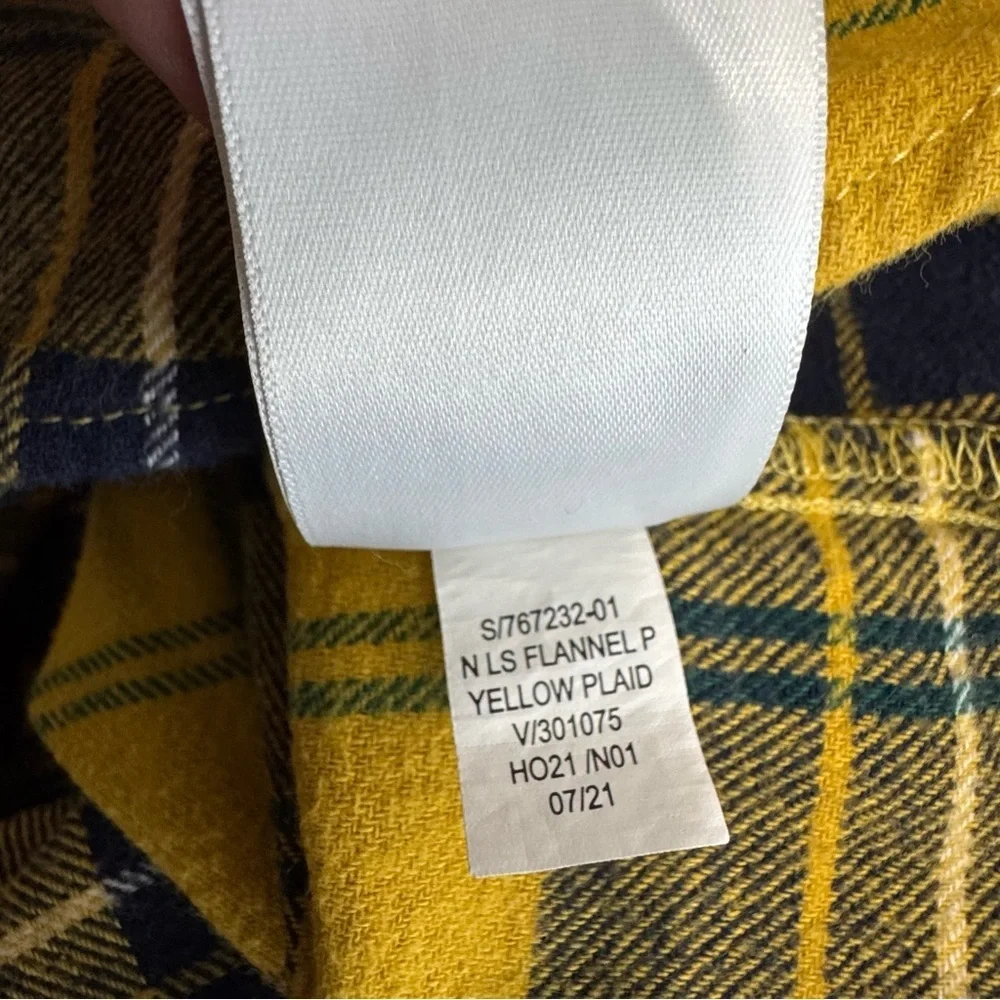 Old Navy Kids Yellow & Navy Plaid Flannel Shirt